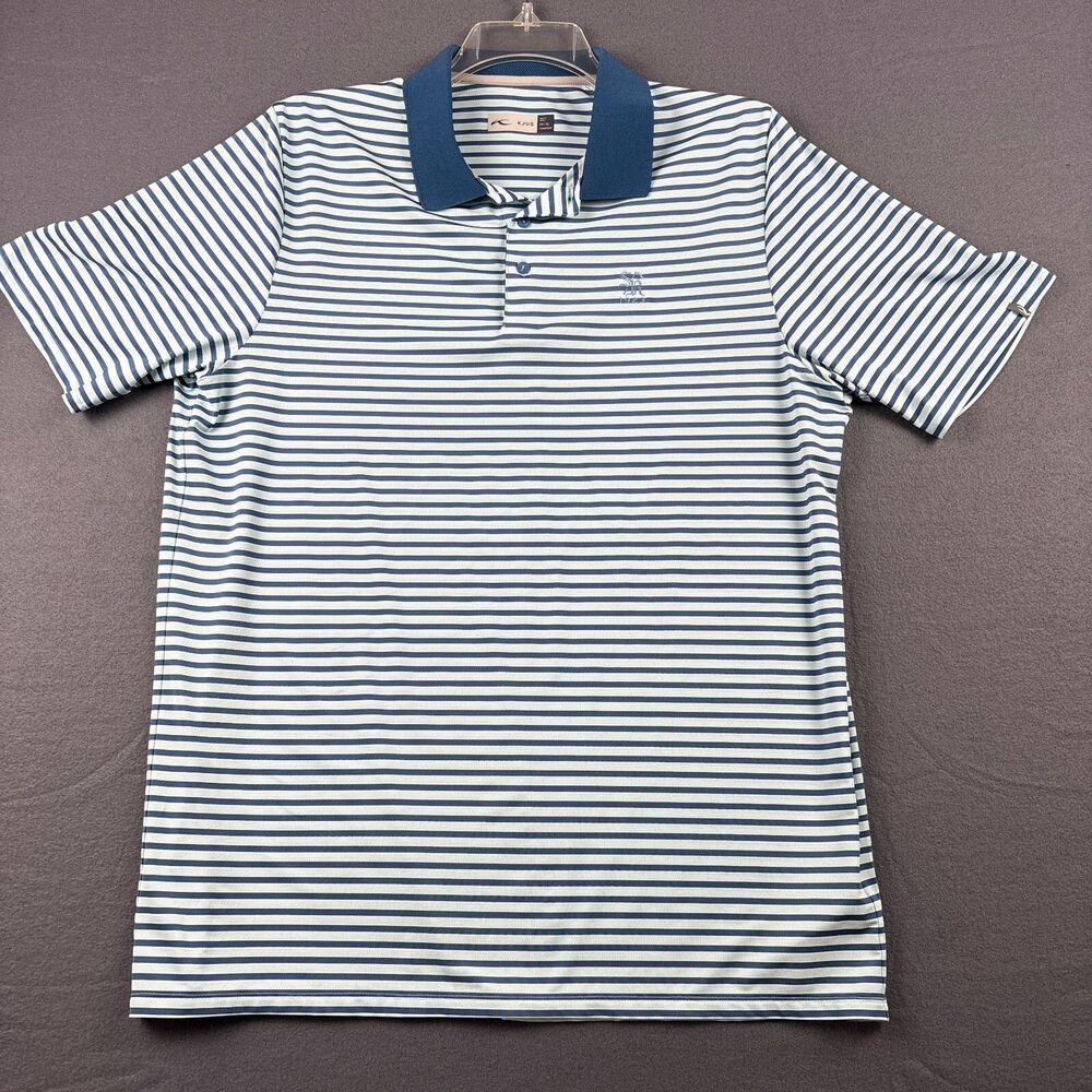 KJUS Mens Golf Polo Shirt Green Striped Size XL